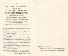 Doodsprentje / Image Mortuaire Constant Vansteenkiste - Callens - Wevelgem 1869-1948 - Overlijden