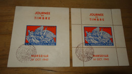 Lot De 2 Blocs Différents Dessinés Par Draim Pour La Journée Du Timbre De Marseille De 1945 .............. E3-94 - Briefmarkenmessen