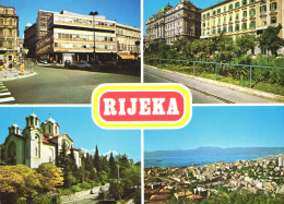 RIJEKA, MULTIPLE VIEWS, CARS, ARCHITECTURE, CROATIA, POSTCARD - Croazia
