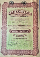Belgoléa - S.A. Pétrolifère Et Minière - 1927 - Part De Fondateur - Bruxelles - Aardolie