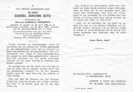 Doodsprentje / Image Mortuaire Daniel Gits - Henderick - Izegem 1890-1967 - Obituary Notices