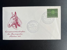 GERMANY 1961 SPECIAL COVER EUROPEAN CHAMPIONSHIP HORSE JUMPING 06-06-1961 DUITSLAND DEUTSCHLAND HORSES - Brieven En Documenten