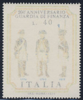 1974 - Varietà - Guardia Di Finanza L.40 Con Stampa Evanescente - Nuovo MNH - Raro  (1 Immagine) - Variétés Et Curiosités
