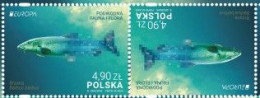Poland 2024 / Underwater Fauna And Flora, Fish, Chemical Elements, Barbus Barbus, Animals, Tete Beche / MNH** Stamps - Vissen