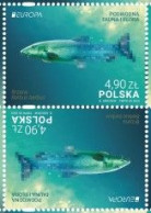 Poland 2024 / Underwater Fauna And Flora, Fish, Chemical Elements, Barbus Barbus, Animals, Tete Beche / MNH** Stamps - Peces