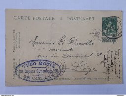 EP Envoyé De Théo Motie , Avec Fautes Sur Cachet " Square Gutenberg " à Bruxelles Vers Liege En 1914 ... Lot110 . - Tarjetas 1909-1934