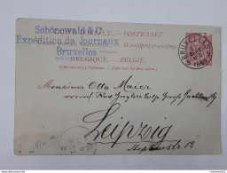 Entier Postal Envoyé Par Schonewald & Cie De Bruxelles , Expedition De Journaux Vers Leipzig En 1895 ... Lot110 . - Tarjetas 1871-1909