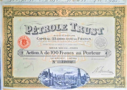 S.A. Pétrole Trust - 1924 - Paris - Action A De 100 Francs - Oil
