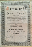 Pétroles De Grosnyi (Russie) - Action Priviligiée - 1921 - Rusia