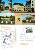 Chemnitz Roten Turm, Siegertsches Haus, Wasserspiele, Fritz-Heckert-Haus 1990 - Chemnitz