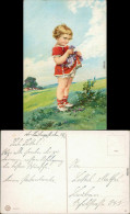 Ansichtskarte  Künstlerkarte - Mädchen Sammelt Blumen 1914 - 1900-1949