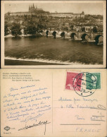 Postcard Prag Praha Brücke, Hradschin 1934  - Tschechische Republik