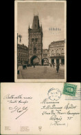 Postcard Prag Praha Prašná Brána/Prager Pulverturm Belebt 1927 - Tschechische Republik