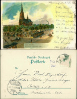 Chemnitz Neustädter Markt. Markttreiben Straßenbahn Künstlerkarte 1899 - Chemnitz