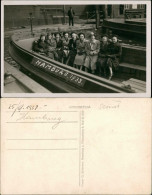 Altona-Hamburg Hafen Barkasse Personengruppe Im Boot Echtfoto-AK 1938 - Altona