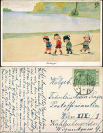 Kinder Künstlerkarte "Gefangen" Kinder-Soldat Beim Spielen 1915 - Portraits