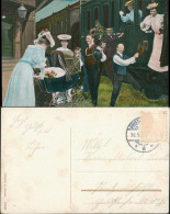 Ansichtskarte  Abschied An Der Eisenbahn Familie 1911 - Eisenbahnen