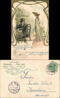 Ansichtskarte  Künstlerkarte Gemälde Kunst Paar Liebespaar 1905 Goldrand - Coppie