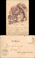 Tiere Als Menschen (Künstlerkarten) Andromorphische Karte Katzen Küche 1901 - Andere & Zonder Classificatie