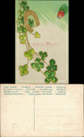 Glückwunsch: Pfingsten Kleeblätter Maikäfer Hufeisen 1909 Goldrand/Prägekarte - Autres & Non Classés