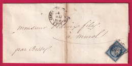 N°4 BLEU FONCE GRILLE + CAD TYPE 14 CLERMONT FERRAND PUY DE DOME POUR MUROL - 1849-1876: Période Classique