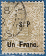 Luxemburg Service 1881 1  Fr On 37½ V Overprint (Luxemburg Printing, Perdorated 13) Small S.P. Overprint Cancelled - Dienstmarken