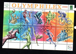 OLYMPICS - AUSTRALIA - 2000 - SYDNEY OLYMPICS /OLYMPHILEX SHEETLET OF 10 FINE USED - Summer 2000: Sydney