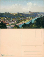 Ansichtskarte Bad Schandau Blick Auf Den Ort, Schrammsteine 1915 - Bad Schandau