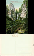 Ansichtskarte Rathen Schwedenlöcher - Eingang 1914 - Rathen