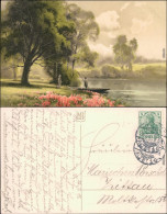 Ansichtskarte  Künstlerkarte - Landschaftspark, Paar, Boot 1911 - 1900-1949