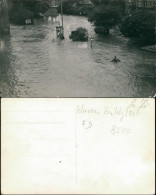  Hochwasser Straße, Menschen Im Wasser, Litfaßsäule 1955 Privatfoto  - Sonstige & Ohne Zuordnung