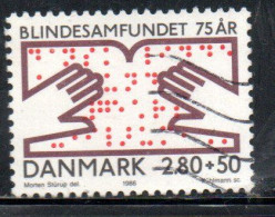 DANEMARK DANMARK DENMARK DANIMARCA 1986 DANISH SOCIETY FOR THE BLIND 2.80k + 50o USED USATO OBLITERE' - Used Stamps
