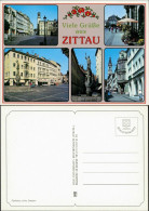 Ansichtskarte Zittau Markt, Brunnen, Straßen, Café 1990 - Zittau