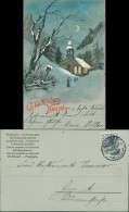 Ansichtskarte  Neujahr - Winterpartie Bei Mondschein - Kirche 1902  - New Year
