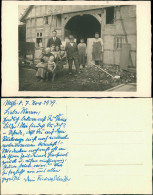 Familienfoto Gutshaus, Fahrrad Schupkarre, Arbeiter, Beruf 1939 Privatfoto - Landbouwers