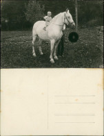 Foto  Kleiner Junge Auf Pferd Schimmel 1913 Privatfoto - Cavalli