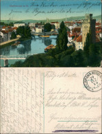 Heilbronn Panorama-Ansicht Blick Auf Brücke Und Kleine Boote 1914 - Heilbronn