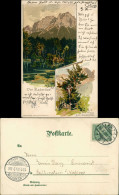 Ansichtskarte Grainau Künstlerkarte: Badersee 2 Bild 1900 - Other & Unclassified