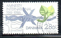 DANEMARK DANMARK DENMARK DANIMARCA 1986 AMNESTY INTERNATIONAL 2.80k USED USATO OBLITERE' - Usati