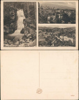 Postcard Giersdorf Podgórzyn 3 Bild Wasserfall, Stadt 1925 - Schlesien