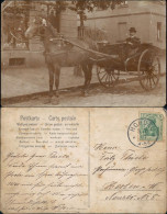 Pferdekuttsche Mann Mit Melone Vor Geschäft Stempel Hordel 1907 Privatfoto - Chevaux