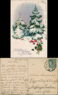 Ansichtskarte  Glückwunsch, Neujahr, Sylvester, Tannen 1924 - New Year