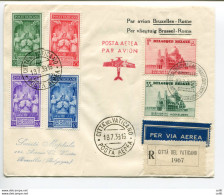 Incoronazione Serie Cpl Aerogramma Racc. Volo Bruxelles  Roma 12.7.39 - Unused Stamps