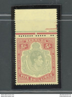 1938-53 BERMUDA, Stanley Gibbons N. 118a, GEORGE VI Portrait, 5 Scellini Pal Green And Red/yellow Paper - MNH** - Altri & Non Classificati