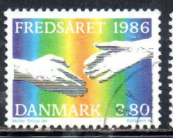 DANEMARK DANMARK DENMARK DANIMARCA 1986 INTERNATIONAL PEACE YEAR 3.80k USED USATO OBLITERE' - Used Stamps