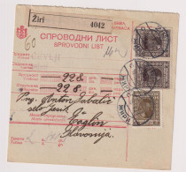 YUGOSLAVIA, ZIRI 1929  Parcel Card - Cartas & Documentos