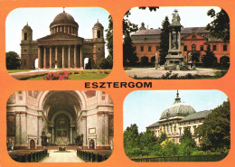 ESZTERGOM, MULTIPLE VIEWS, ARCHITECTURE, GARDEN, CHURCH, STATUE, HUNGARY, POSTCARD - Hungary