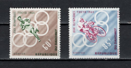 Dahomey 1964 Olympic Games Tokyo, Athletics, Cycling Set Of 2 MNH - Sommer 1964: Tokio