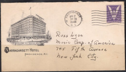 1945 Providence RI (Apr 2) Narragansett Hotel - Lettres & Documents
