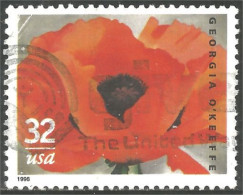 XW01-0579 USA 1996 Georgia O'Keeffe Coquelicot Red Poppy Flower Fleur - Andere & Zonder Classificatie